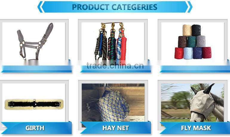 knotted glitter braid poly rope halter adjustable horse rope headcollar with lead rope with leather