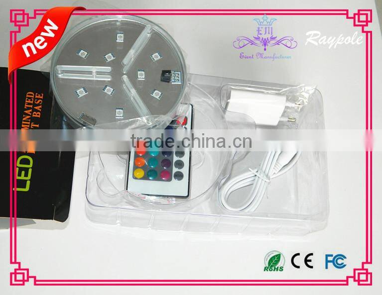 Remote controlled light base multi-color vase light for led table centerpiece