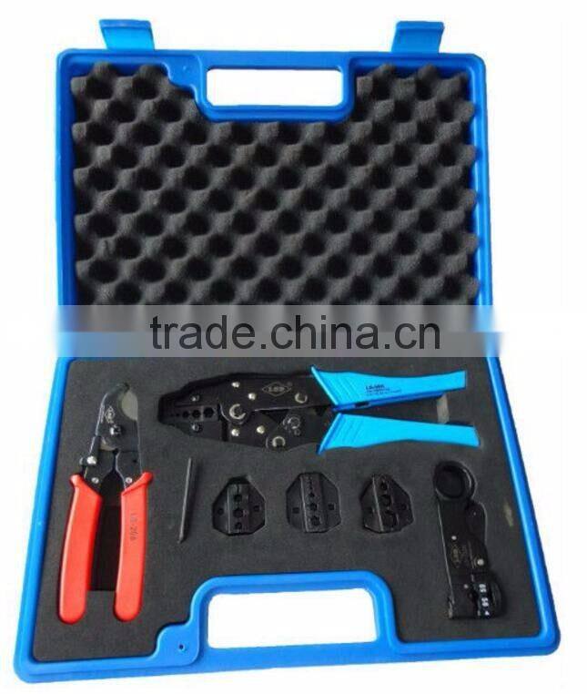 LSD good quilty LS-05H-5A2 Crimping tool kits coaxial cable tool kts with crimping tool,wire stripper,dies tools kits