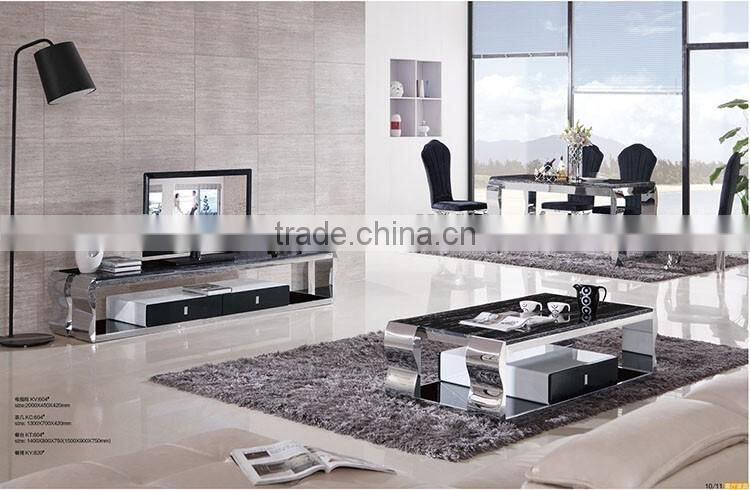 Luxury marble top home living room furniture units in metal design