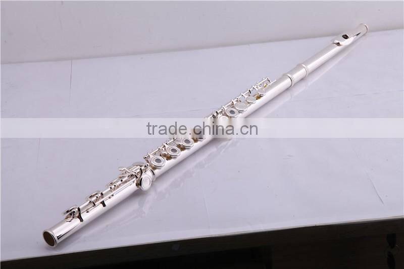 Musical instrument 17 open holes silver plated flute with Split E mechanism offset-G keys and B foot