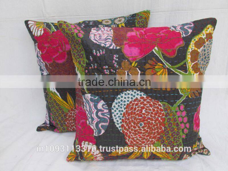 Wholesale Kantha Print Cushion Cover, Kantha Cushion Cover, Indian flower Printed Cushion Cover
