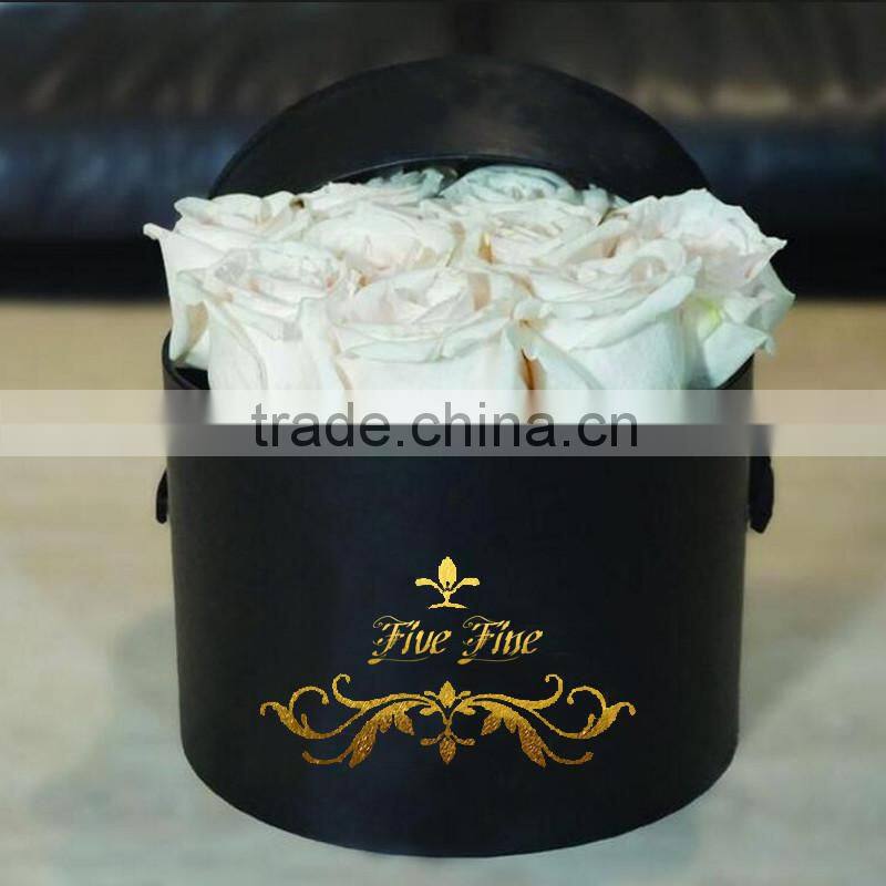Round Luxury Cardboard Flower Box with custom Logo