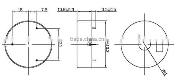 China huasheng black round piezo ceramic buzzer