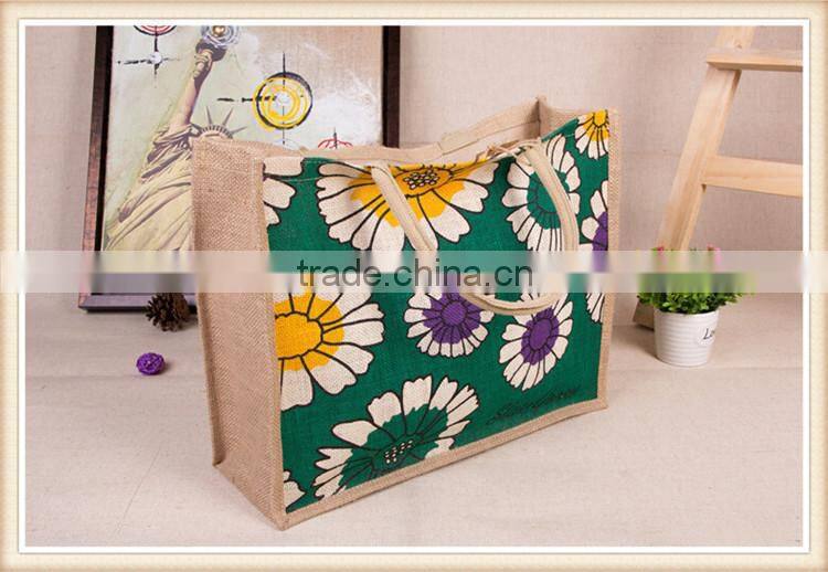 Ethnic style printing jute bag
