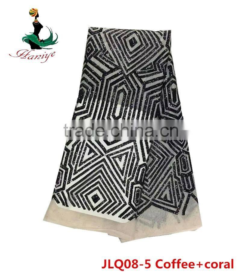 Haniye JLQ08-3/Newest african net lace with sequins high quality african tulle lace fabric