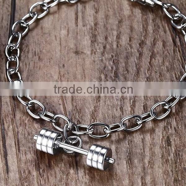 Fashion Dumbbell Pendant Stainless Steel Bracelet