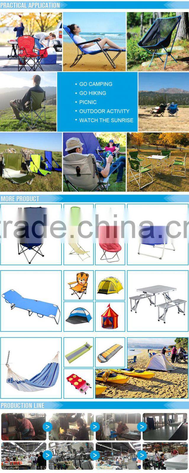 Outdoor folding chair with blue mesh
