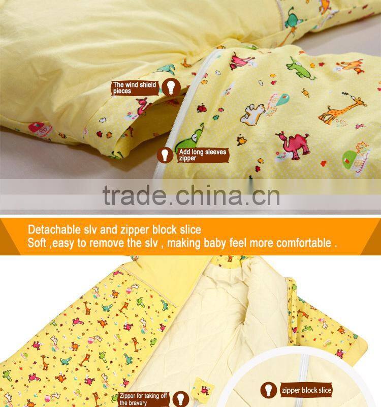 Infant kids anti kicking quilt sleeping bag for four seasons detachable fillings yellow style