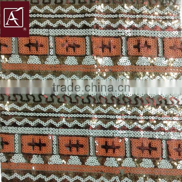 Four-color Sequins embroidery on mesh fabric