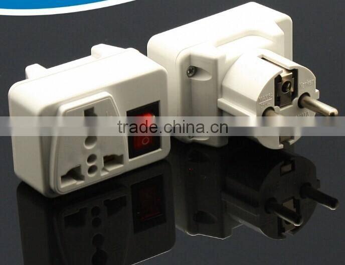 Plug with socket schuko plug travel adapter with switch