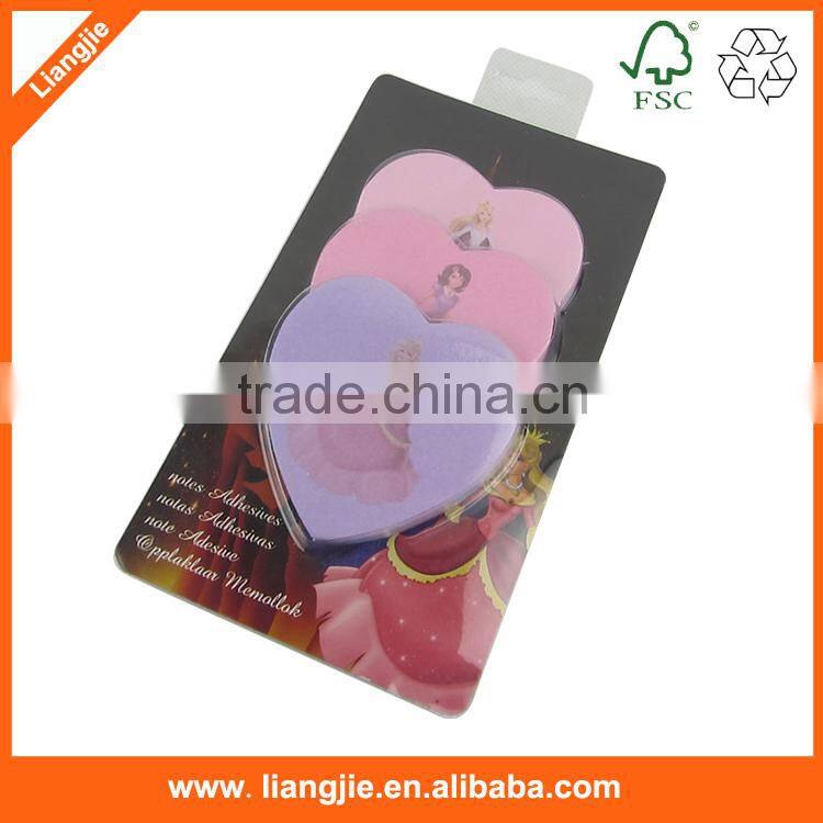 Die-Cut neon Heart shaped sticky notes pad for promotional gifts