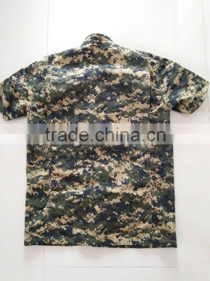Custom made 60% cotton 40% polyester ripstop grey digital camouflage print army combat uniform summer short sleeve jacket