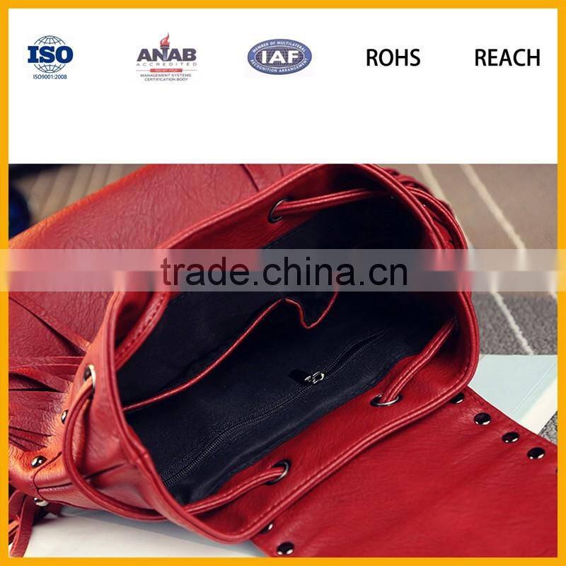 Korean Style Popular PU Leather Strong Backpack Schoolbag Leisure Bag for Girls