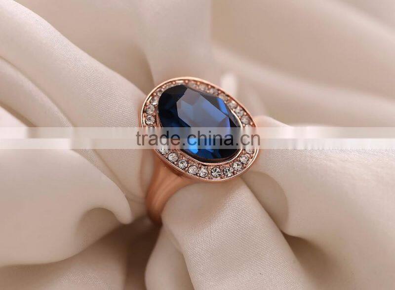 18K gold color rings with blue Gemstone 3gram gold ring
