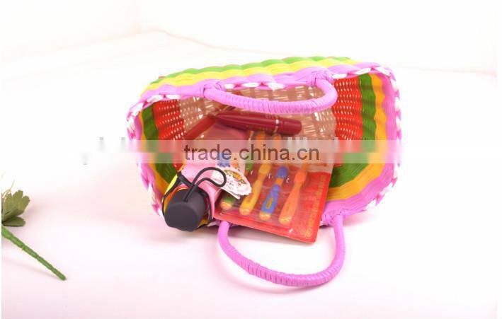 laundry soft cheap crochet PP straw bag woven shopping basket
