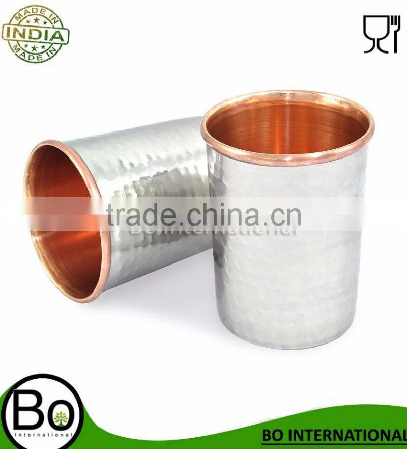 Handmade Water Glass Copper Tumbler | Traveller's Copper Cup, Set of 2