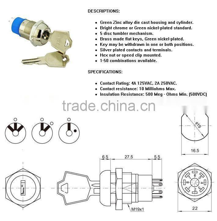 K19-05 19mm electronic key switch