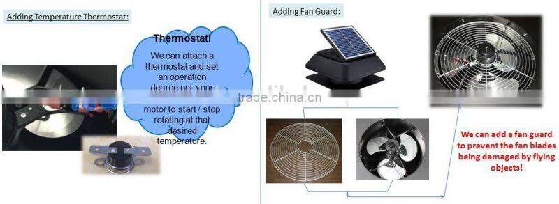 Smart Home Solar Roof Ventilating Fan, 14 inch fan blade 15 watt solar panel