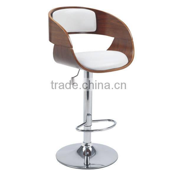 BAR00003 Wood and Leather Bar Chair, Steel Bar Chair, Indoor Furniture