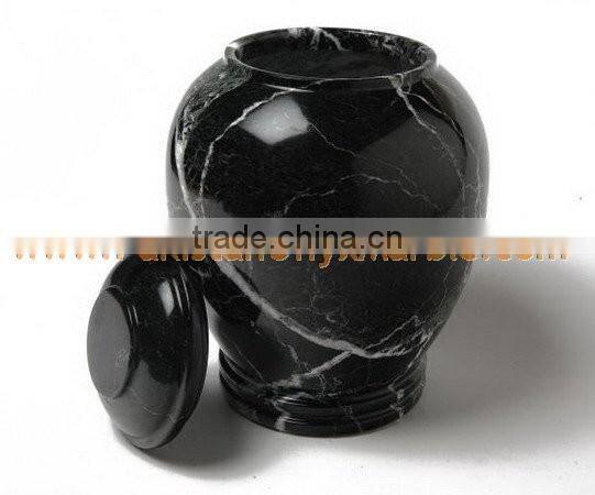 NATURAL STONE BLACK ZEBRA MARBLE URNS