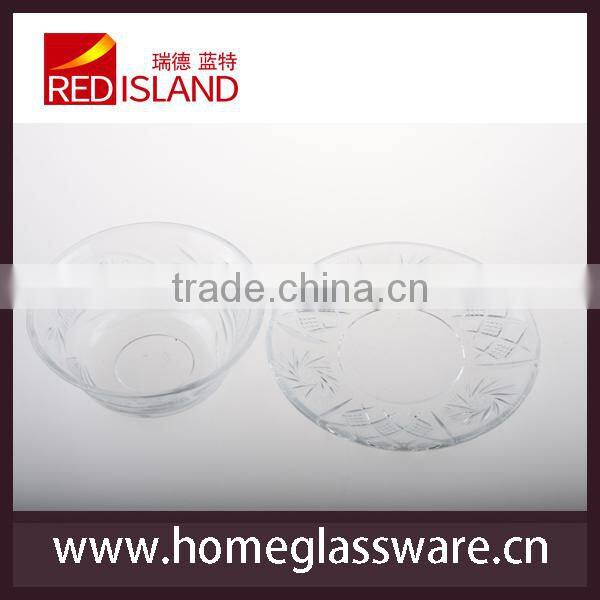 2pcs set of glass dish and bowl ,glass plate and bowl set
