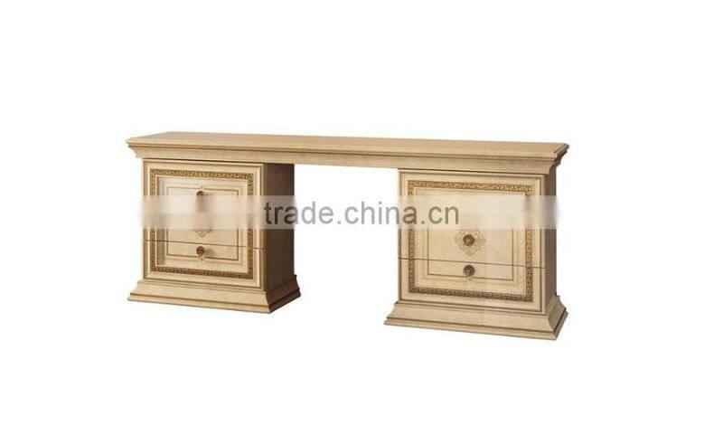 Bisini Luxurious Solid Wood Hand Carved Golden And Beige Complete Bedroom Set/European Classic Bedroom Furniture(MOQ=1 SET)