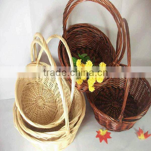 2014 Wicker handmade decorate flower basket with hanging as wedding decor