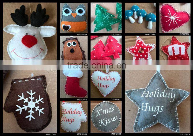 fabric handmade christmas ornaments with colorful fasteners