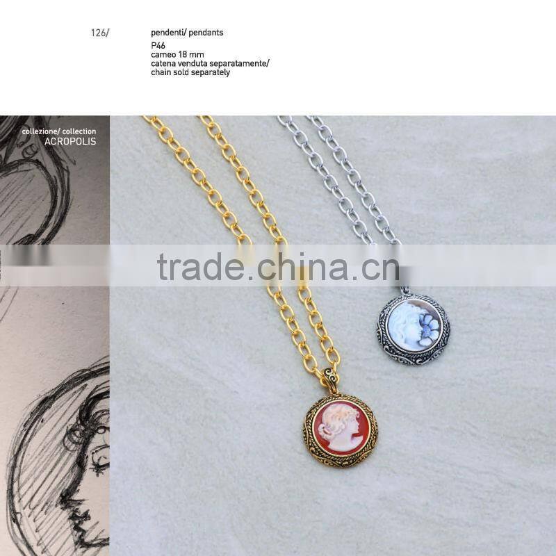 Wholesale 925 Sterling Silver Handcrafted Vintage Cameo Pendant Made in Italy P46 cameo 18mm