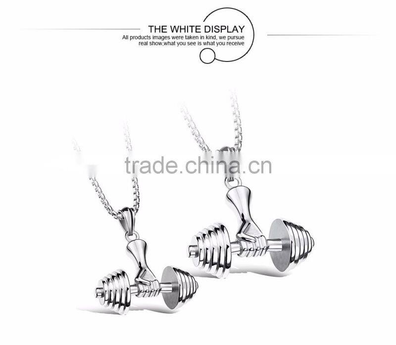 Fashion Men's Silver Black Gold Stainless Steel Dumbbel Pendant Necklace