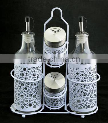 hollow out of skin glass oil bottle white sleeve kitchenware set