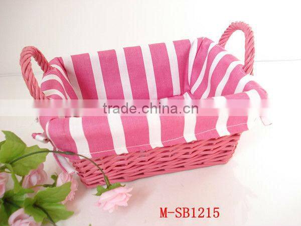 Oval wicker storage basket with coloful liner & Easter egg basket