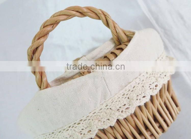 High quality woven willow round bread basket with handles