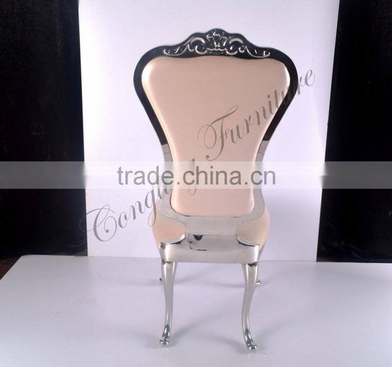 Modern pu leather cheap gold king throne dining chair