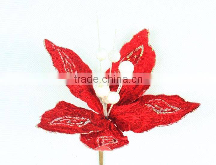 China factory supply crafts decorations cheap artificial poinsettia flower for christmas market