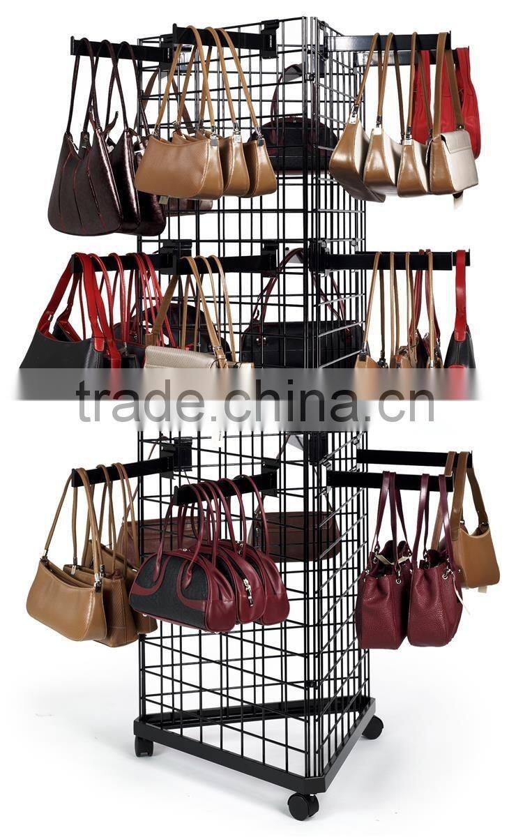 Black 3-Sided Gridwall Fixtures with Wheeled Bases