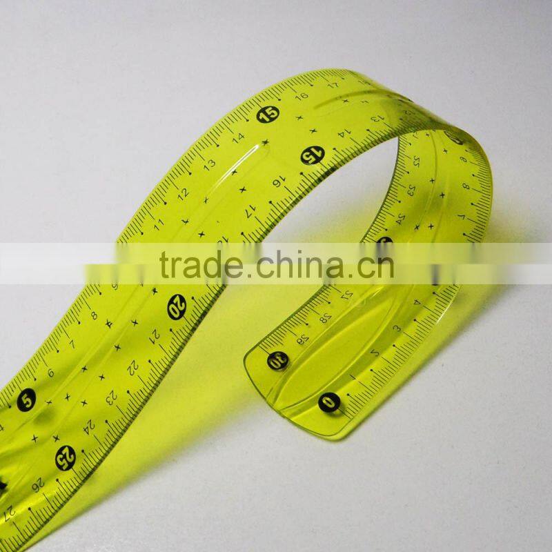 New designer 30cm rolling clear PVC flexible scale ruler