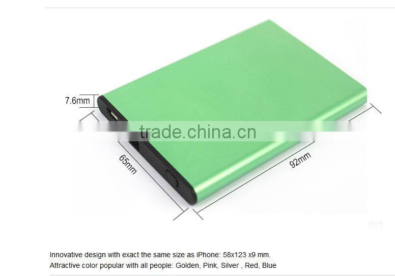 5000mAh Hot Selling Ultra Thin Power Bank With Power Switch