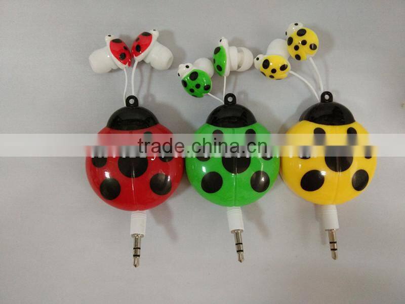high quality 3.5mm retractable earphone with handly cable manager