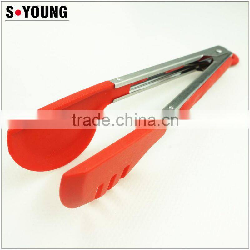 14066 Kitchen and Barbecue Grill Tongs Silicone BBQ Cooking Stainless Steel Locking Food Tong Salad Tongs