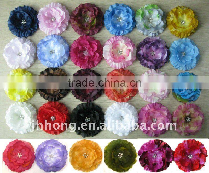 3.5" rhinestone centered peony flower jeweled centered flower