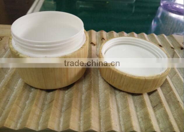 wood bamboo cosmetic packing jar with laser logo