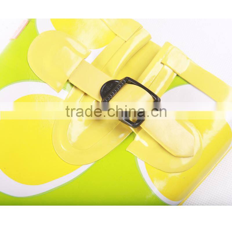 yellow pattern knee rubber rain boots