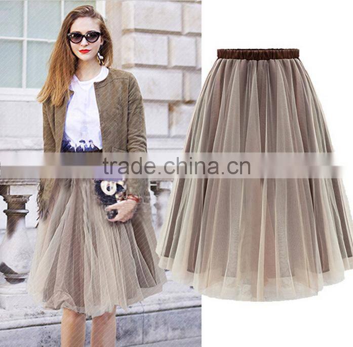 European style elegant organza long skirts for women