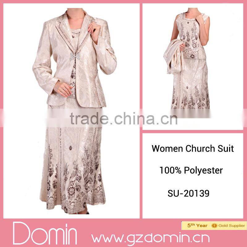 Fashionable Ladies three pieces skirt sets for women blouses for church