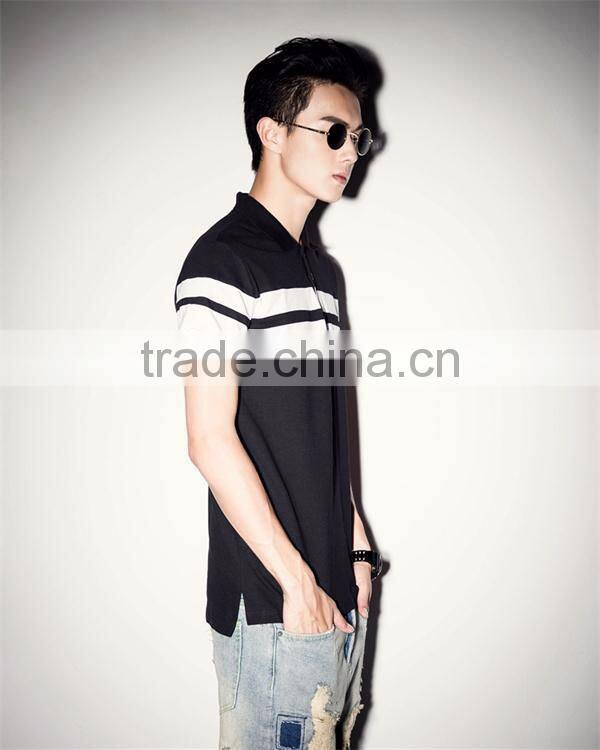 Men's new casual wholesale blank fitted striped polo collar tshirt design