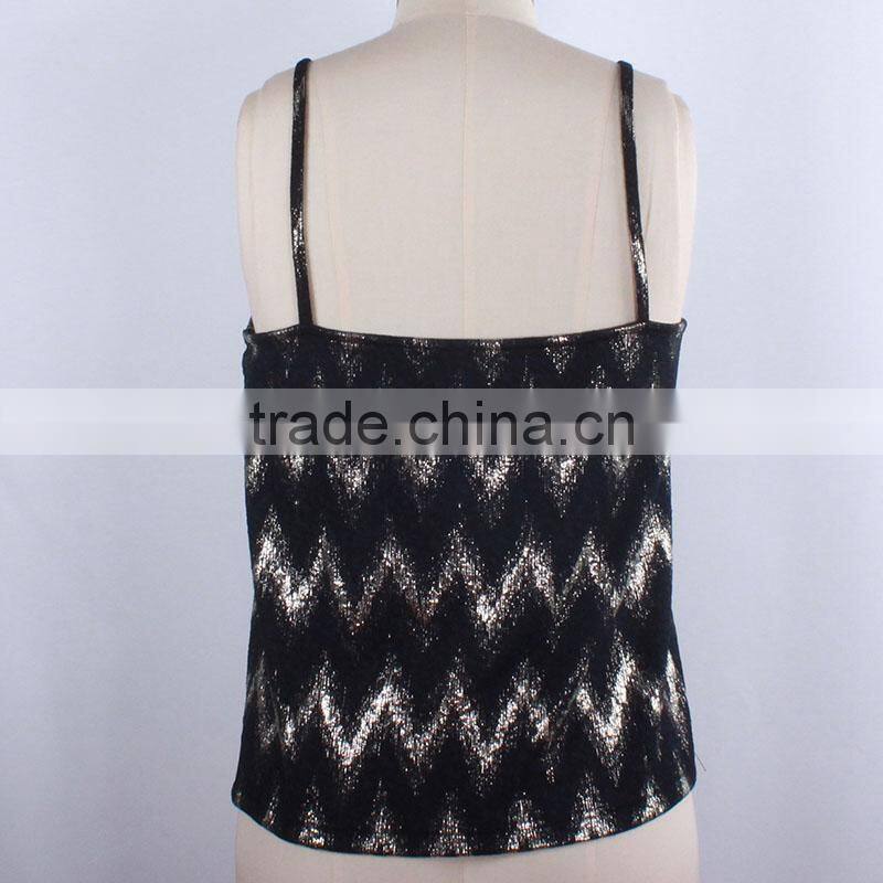 New Arrivals gold foil print Manufacturing Fashionable Top Ladies Stripe Top