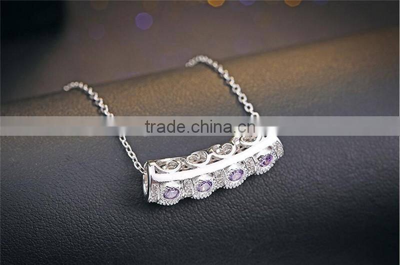 925 Sterling Silver Zircon bend pendant necklace