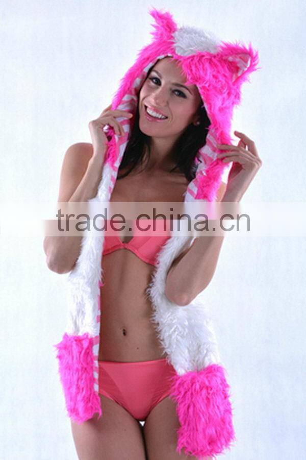 Popular new coming OEM services animal fur Russian earflap hood hat